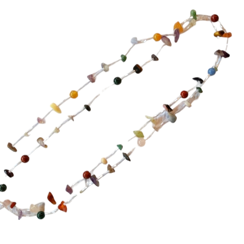 Semi-Precious Gemstones and iridescent beaded necklace